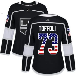 Damen Los Angeles Kings Trikot Tyler Toffoli 73 Schwarz USA Flag Fashion Authentic